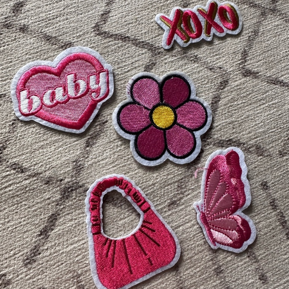 Iron on patches‎ set of 5 pink y2k girly